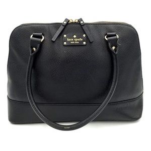 Kate Spade Black Leather Double-Zip Dome Satchel with Gold-Tone Accents (+COA)